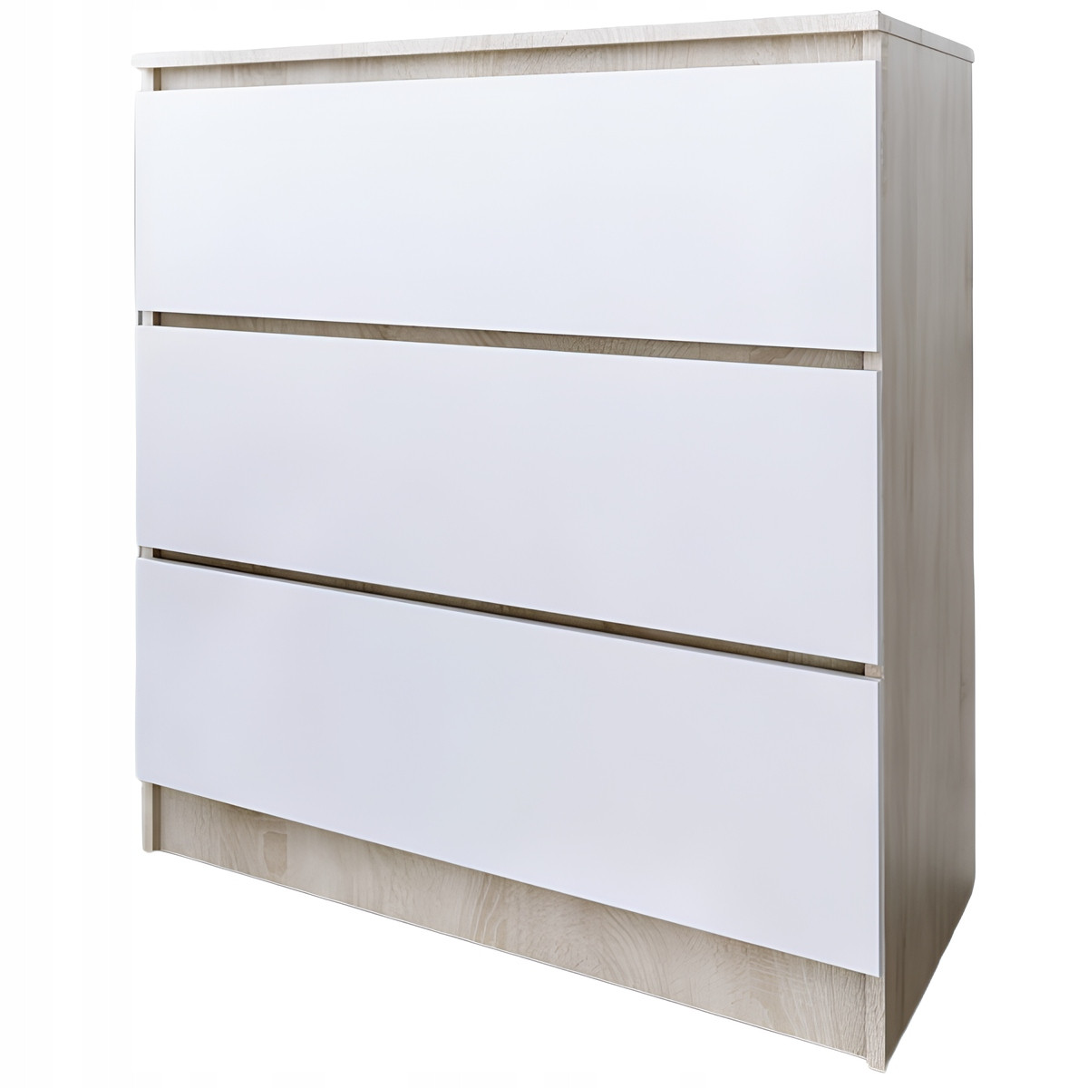 Komoda do salonu sypialni 3 szuflady 80 cm Zoe Dąb Sonoma Biały Mat