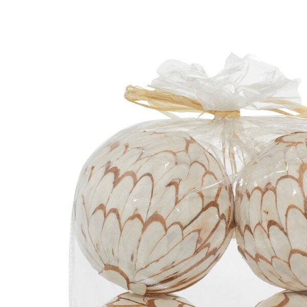 White Dried Plant Material Coastal Orbs & Vase Filler (Set of 2) - 8 x 4 x 14 Round