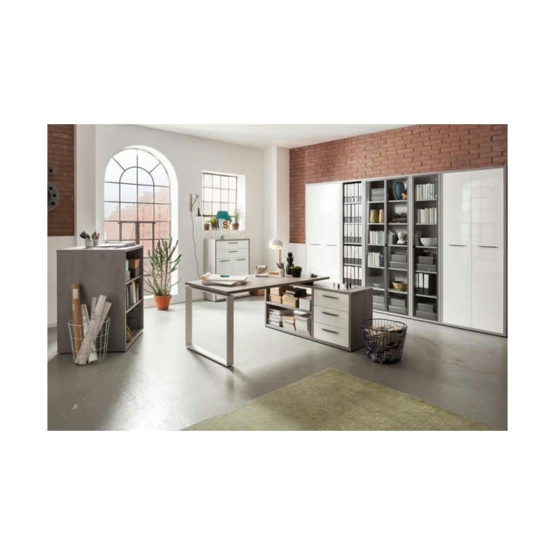 NET - COLLECTION NET bureau d'angle réversible 3 tiroirs et 2 niches décor