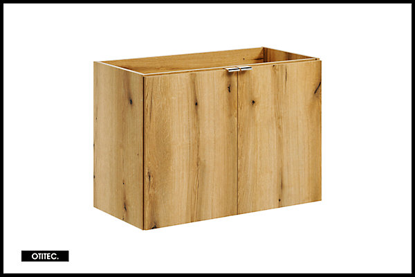 Meuble sous vasque de 80 cm - avec vasque à poser - avec plan - Noir/Oak - 2 portes - VOLTA OAK