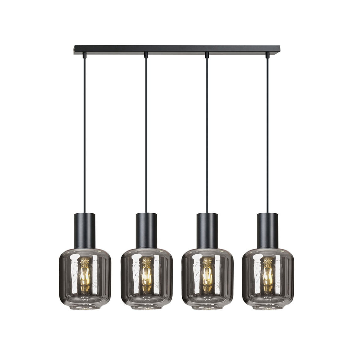 Lampa wisząca czarno-przezroczysta INGVAR 4xE14x10W Emibig