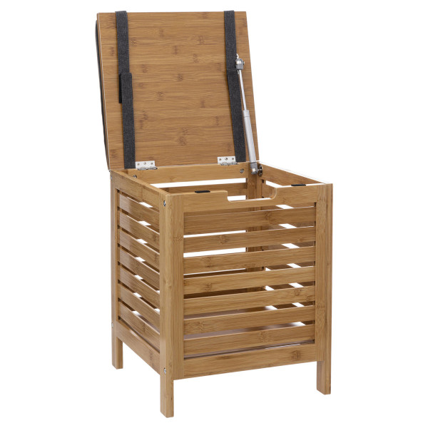 Stołek łazienkowy BAMBOO z koszem na pranie, 2w1