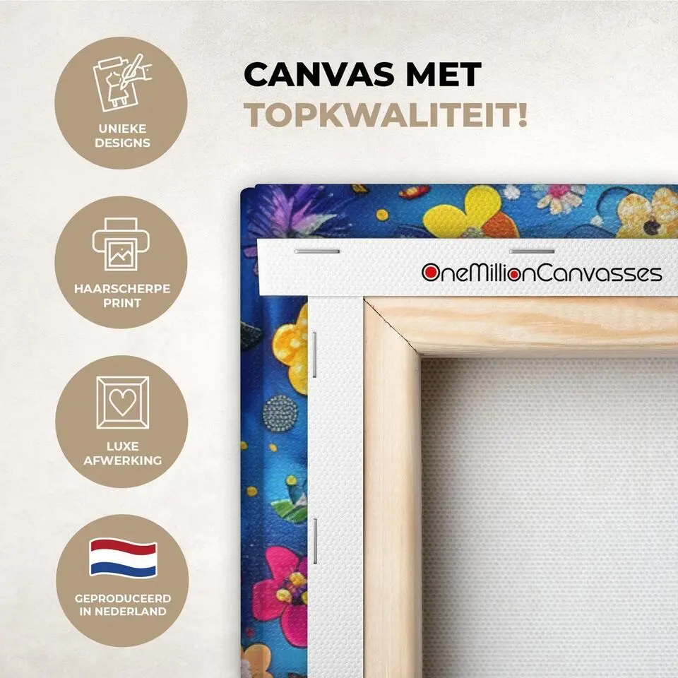 MuchoWow Canvas Schilderij 120x80cm Kunst Levensboom Bloemen