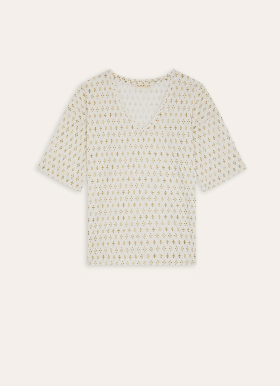 TEE-SHIRT EN MAILLE IMPRIMÉE ECRU