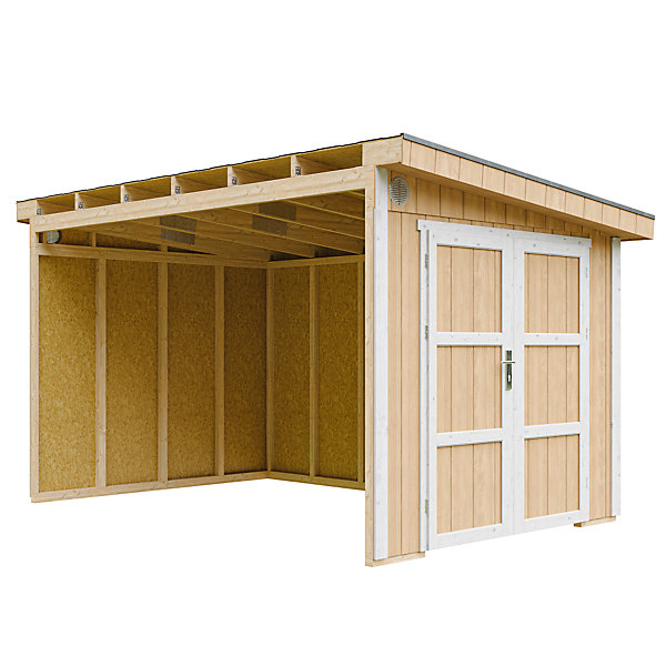 Abri de Jardin Qualité Premium 8,68 m² - H231x248x412 cm - Sans plancher eparoi latérale M939B-HARVEST HONEY - Timbela