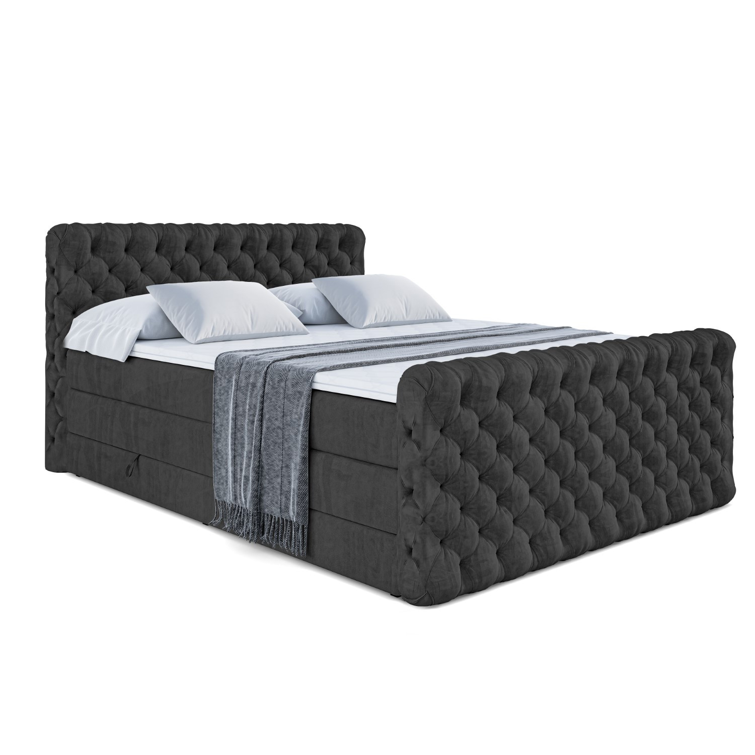 Łóżko kontynentalne z pojemnikiem i materacem H3|H4 BOXI8-Z KING 120x200cm