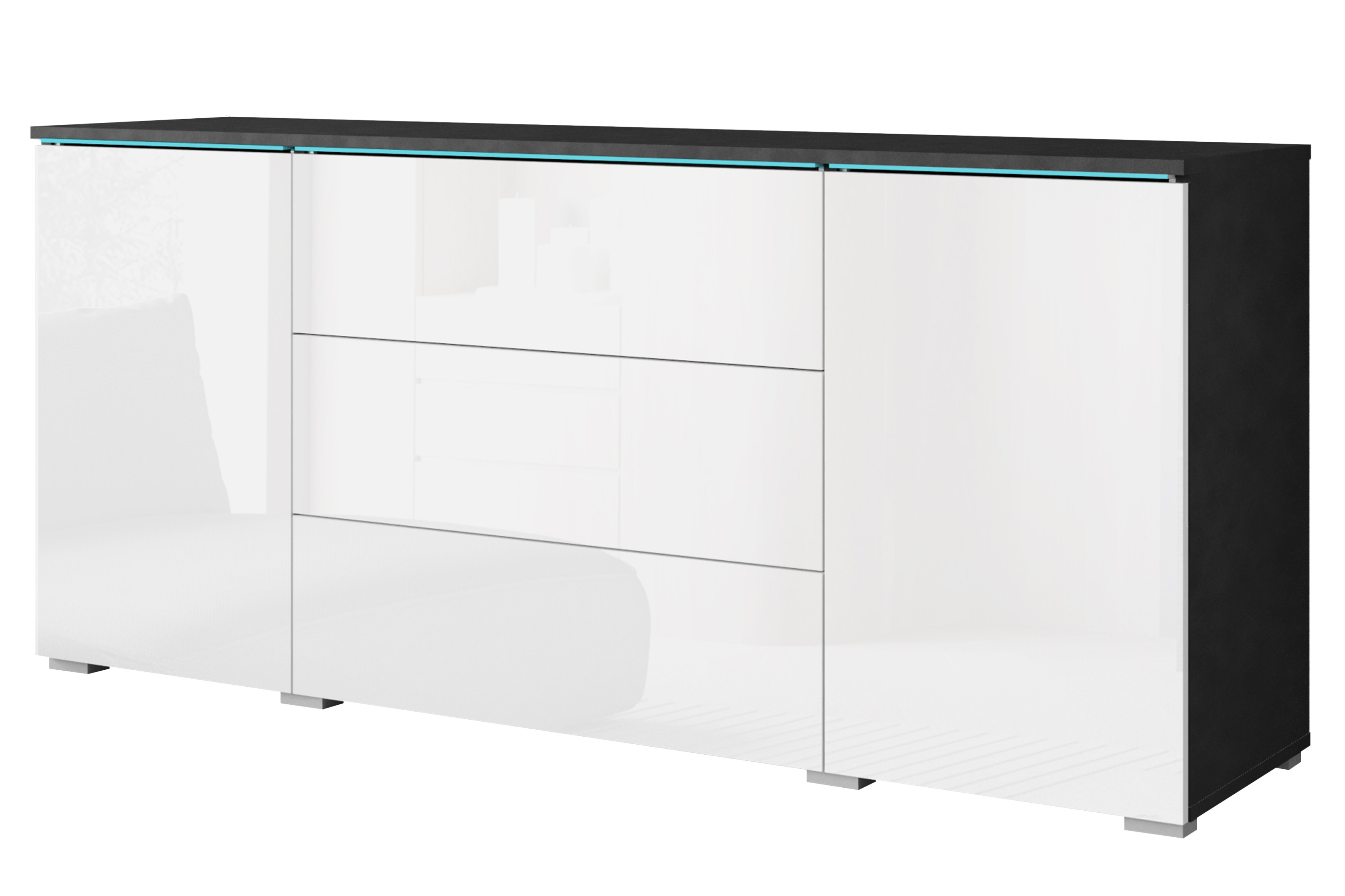 Komoda VEVE 150 cm w kolorze matera/biały połysk