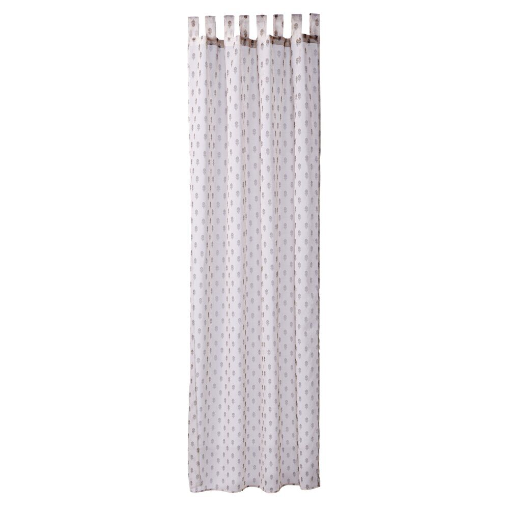Voilage à passants Indie motif floral beige et marron 140x240cm