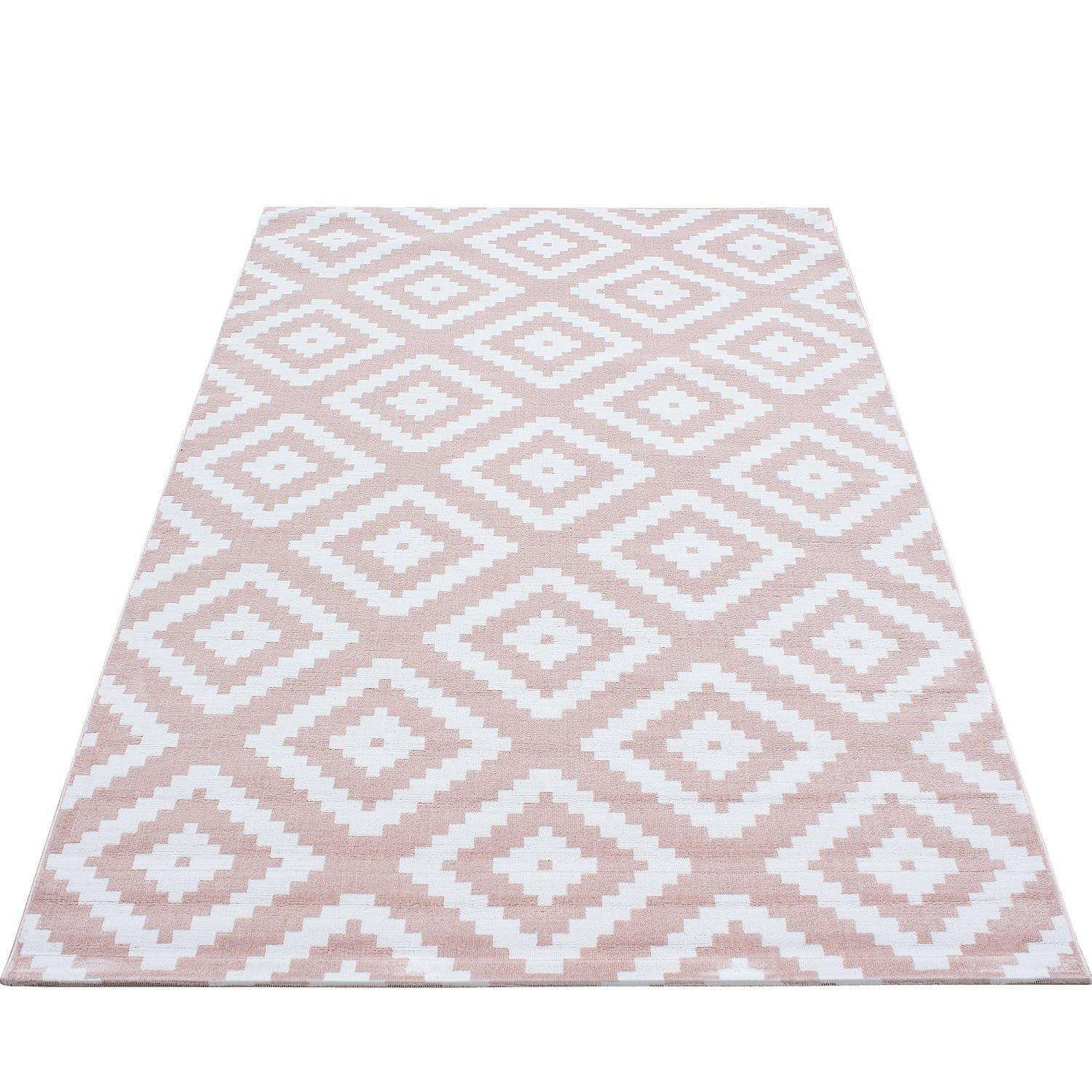 Dywan nowoczesny Plus kwadraty różowo-kremowy 80 cm x 150 cm