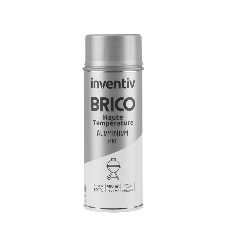 Peinture haute température Brico aluminium mat 0,4 L INVENTIV