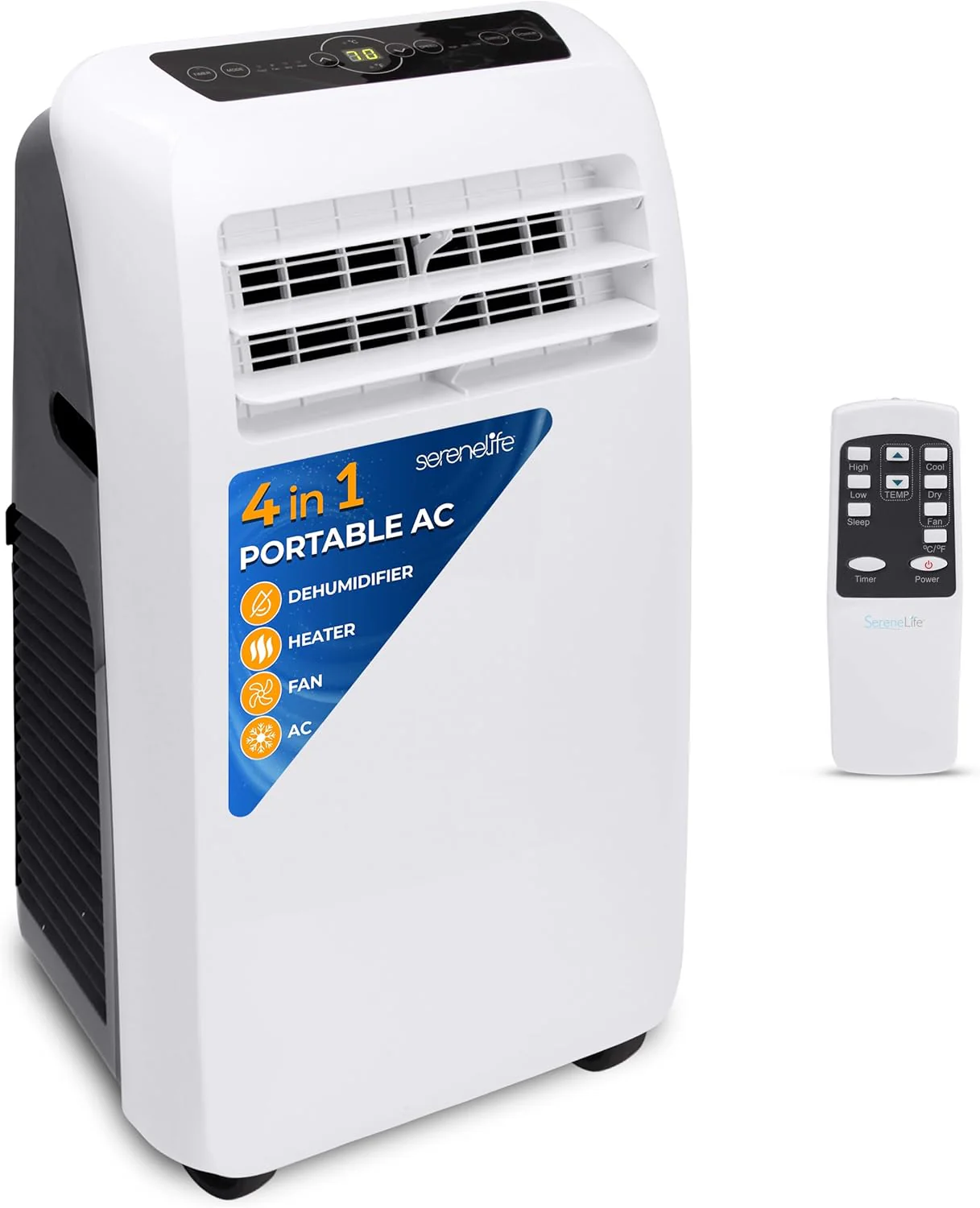 3-in-1 Portable Air Conditioner with Built-in Dehumidifier Function,Fan Mode, Remote Control, Complete Window Mount Exhaust Kit(12��000 BTU + HEAT)