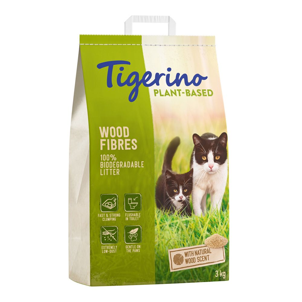 Tigerino Plant-Based Litter Wood Fibre - Natural Wood Scent (Unscented)