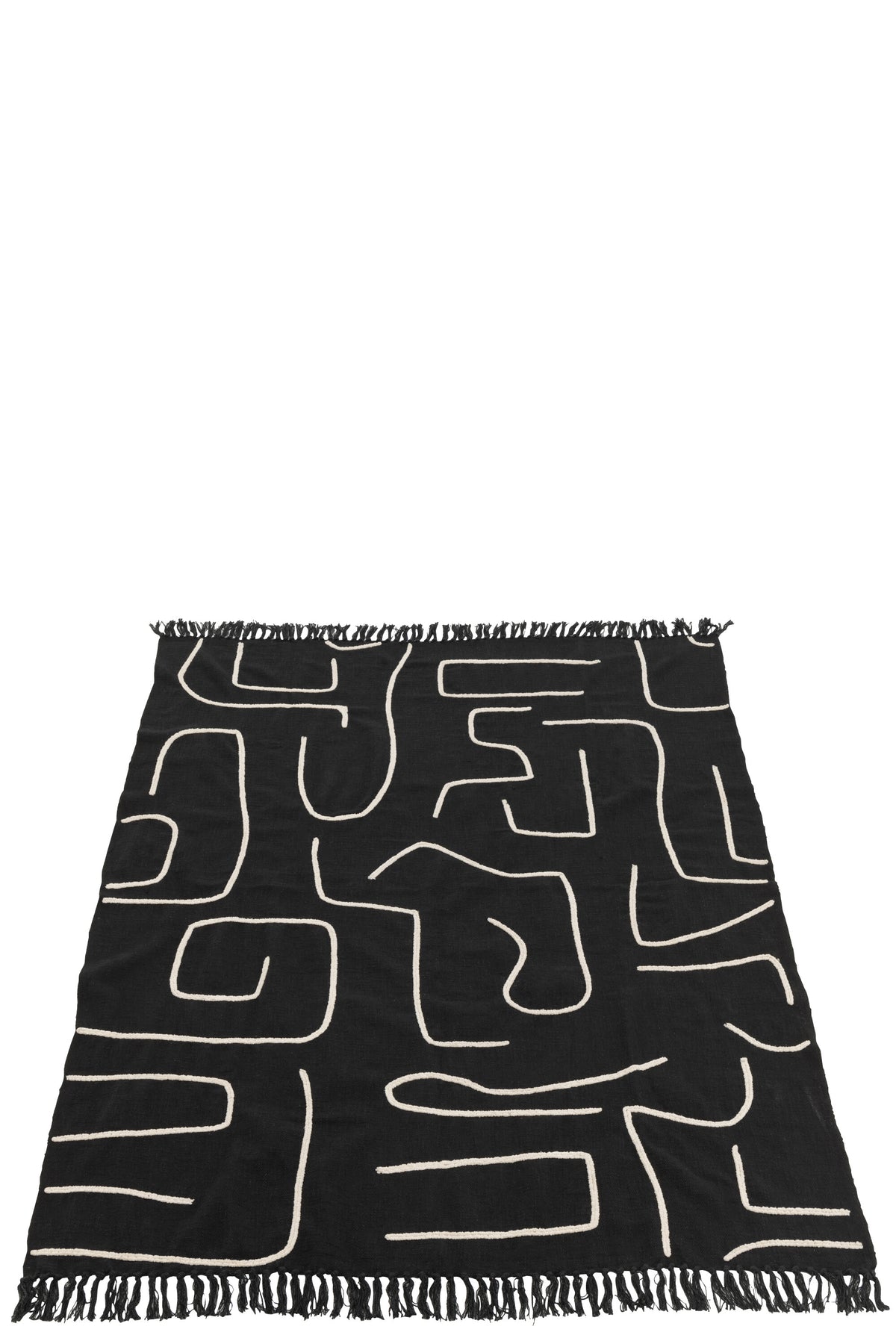 J-Line plaid Strepen/Bogen - katoen - zwart/wit - 180 x 130 cm