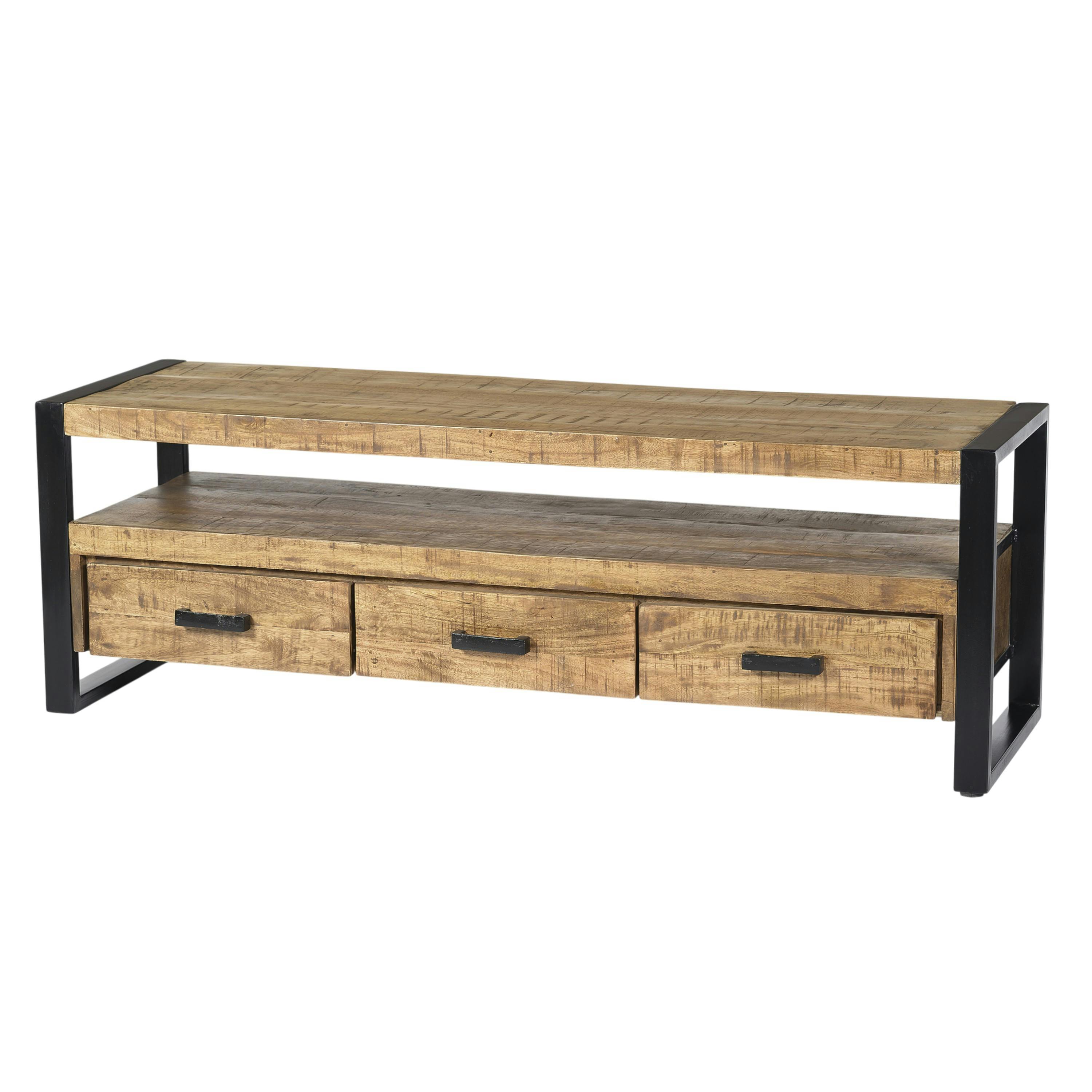 Meuble TV bois métal à double plateau KARGO