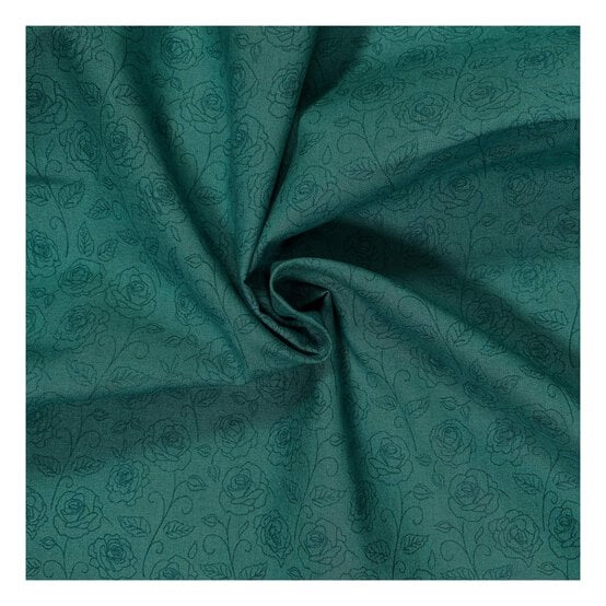 Dark Jade Cotton Rose Blender Fabric by the Metre