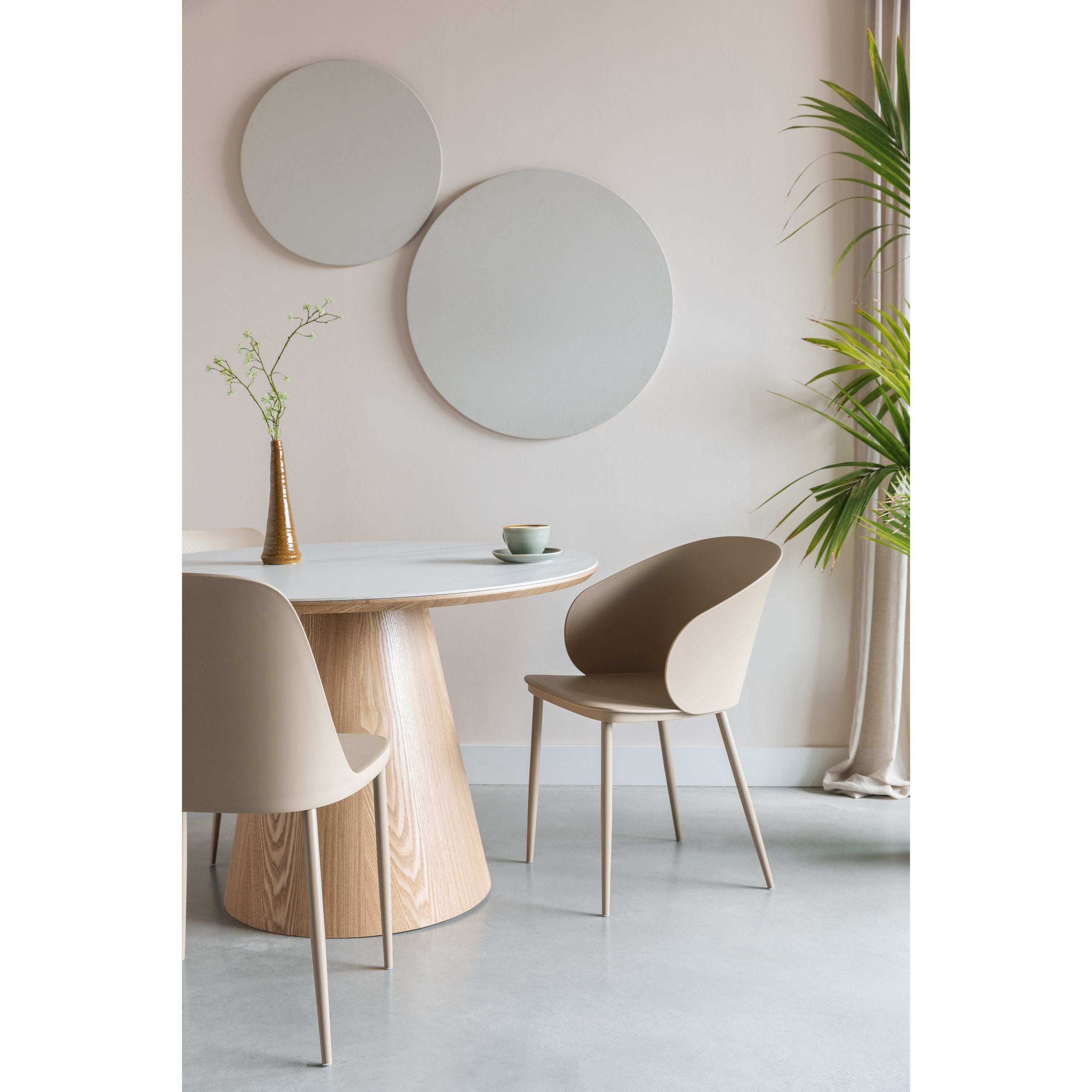 Housecraft Living Almira Eettafel Rond 115 cm Hout Wit  Bruin