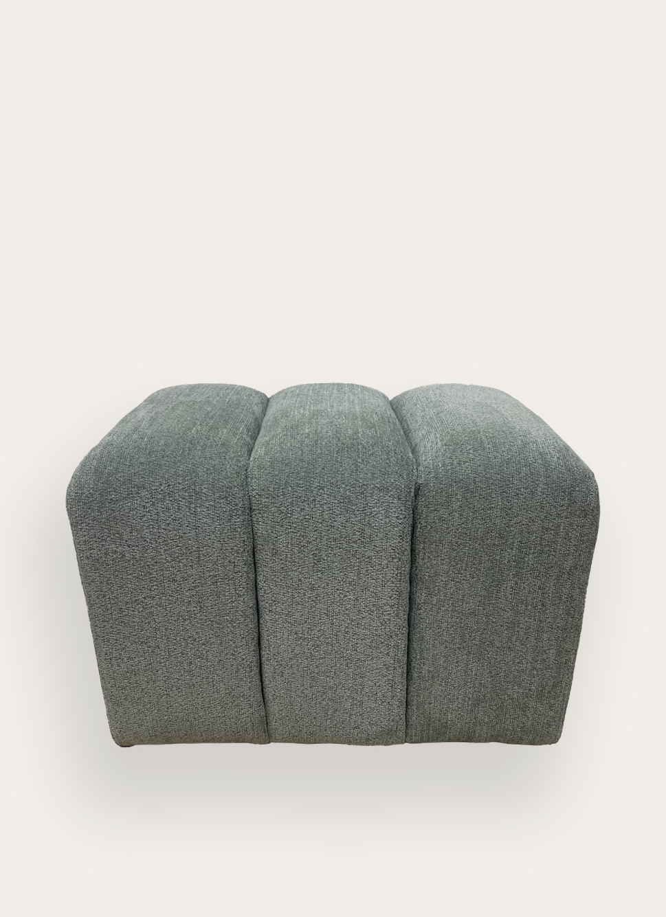 POUF RECTANGULAIRE EN TISSU CHENILLE VERT CELADON