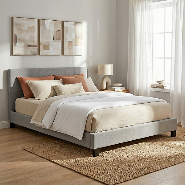 Lit DUBLIN 140x190   1 sommier / Gris clair