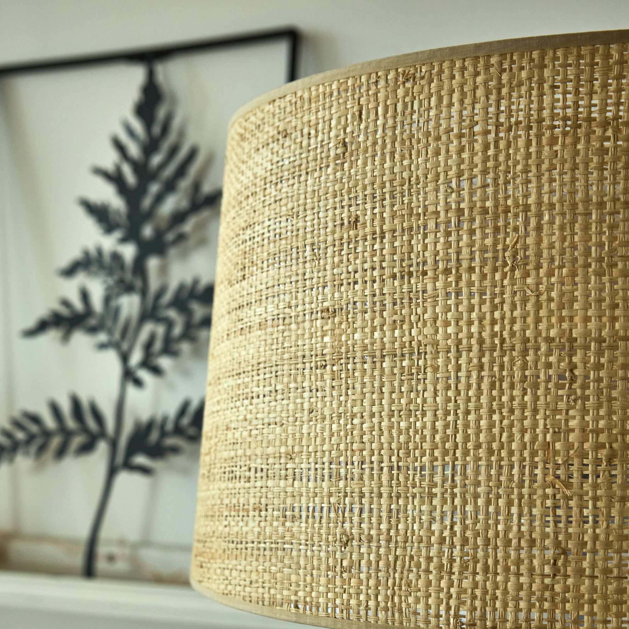 RAPHIA - Abat-jour tambour en raphia D45cm - naturel