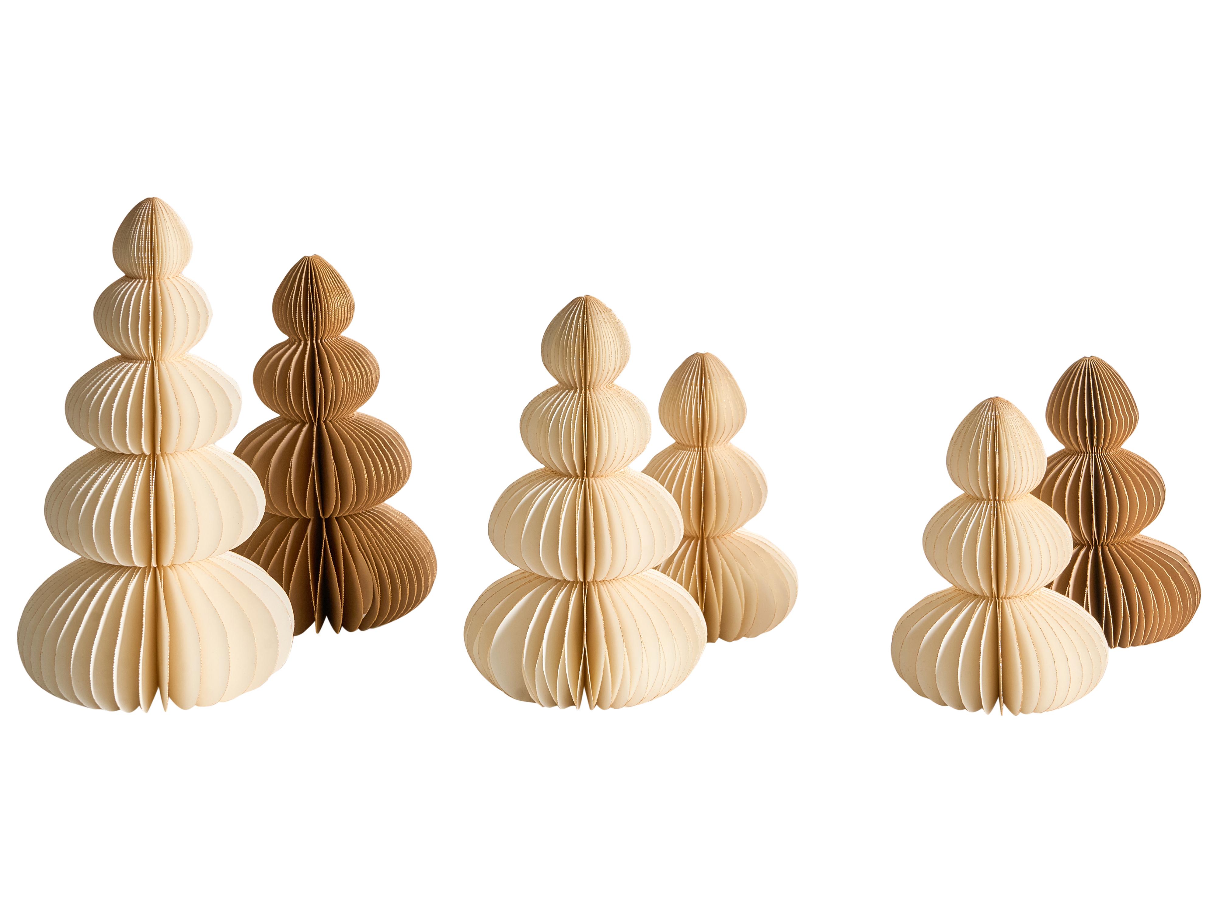 Set of 6 Christmas Decorations RANELVA Christmas Tree 14/19/25 cm Brown/ Beige