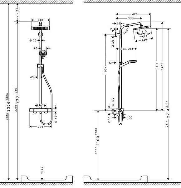 Hansgrohe Showerpipe Crometta E 240 Set de douche 1 jet, Chrome