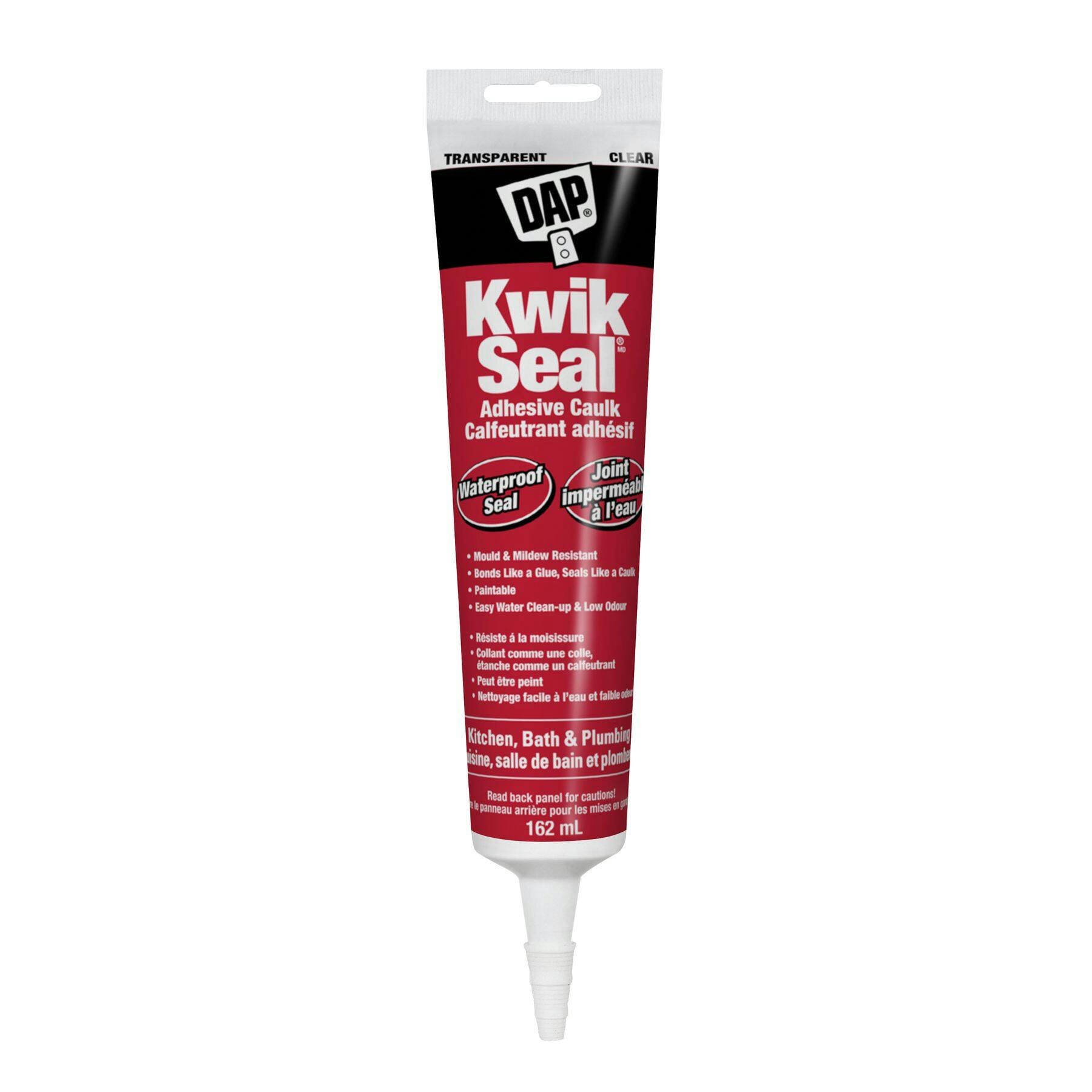 DAP Kwik Seal Kitchen, Bath & Plumbing Adhesive Caulk, Clear, 162-ml