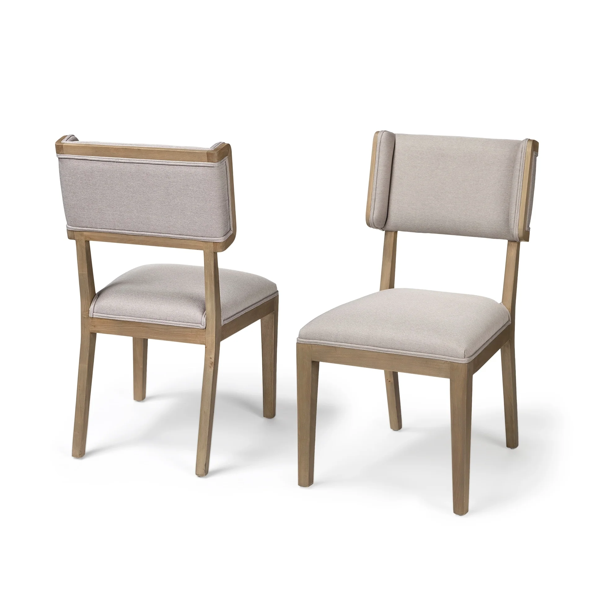 Tenton Grey Fabric Wrap Seat W/Light Brown Solid Wood Frame Dining Chair (Set of 2) - 23.5L x 19.0W x 36.8H