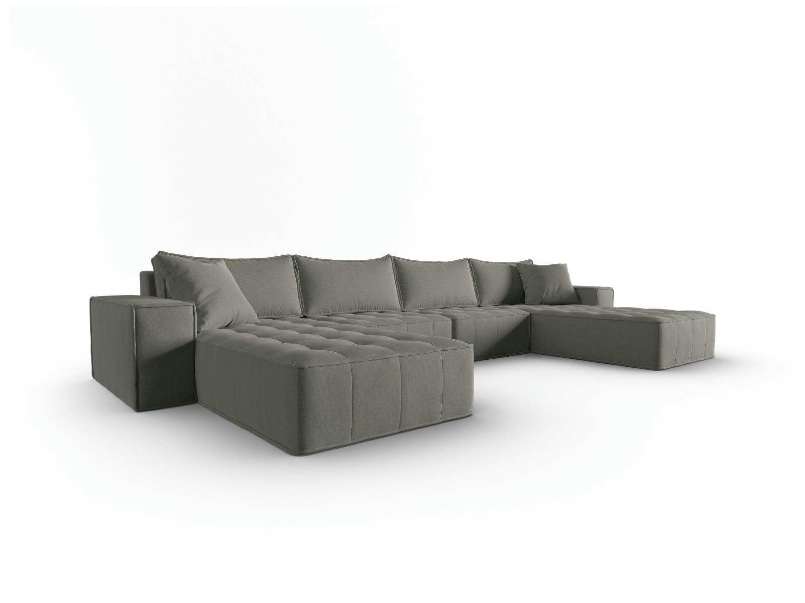 MIKE - Canapé panoramique modulable 6 places en tissu structurel gris