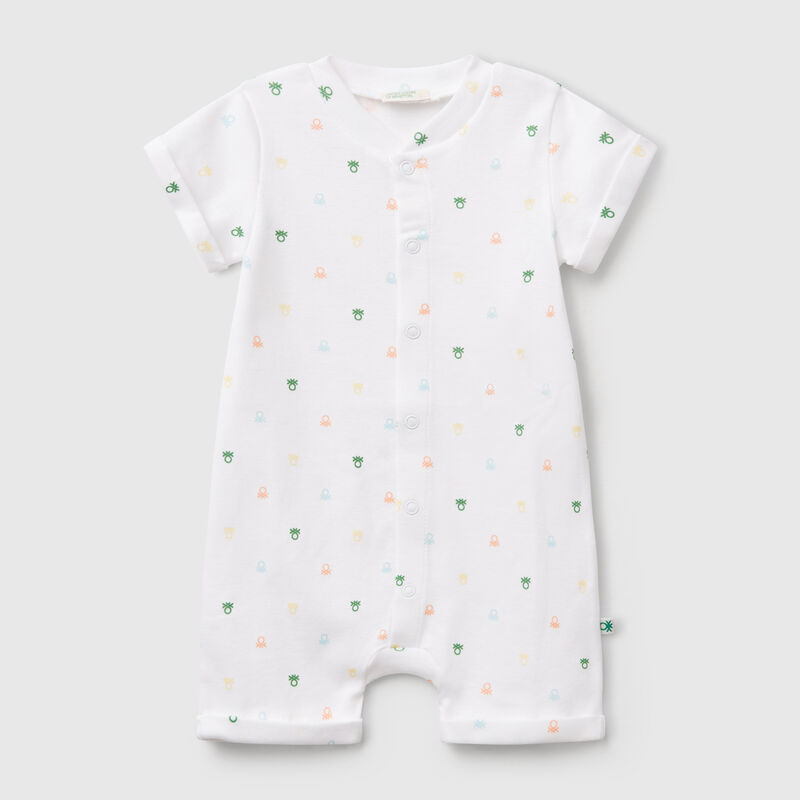 White onesie with logo print