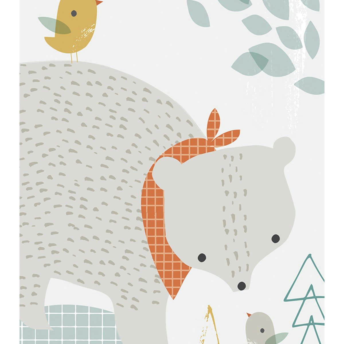 WOODLAND - Affiche ours en Papier Gris