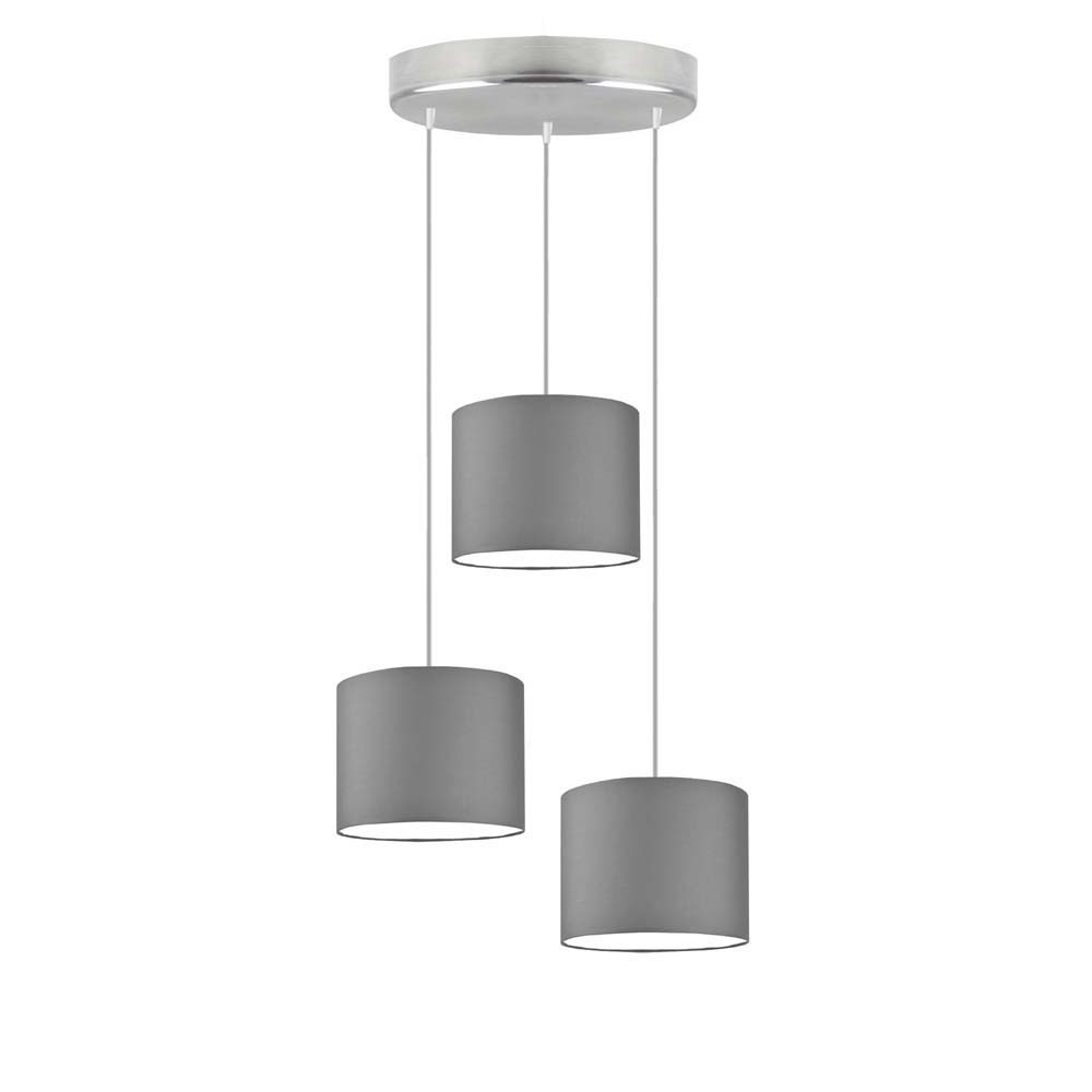Lampa wisząca 3xE27 PUEBLO Stal szczotkowana/ Szary Stalowy