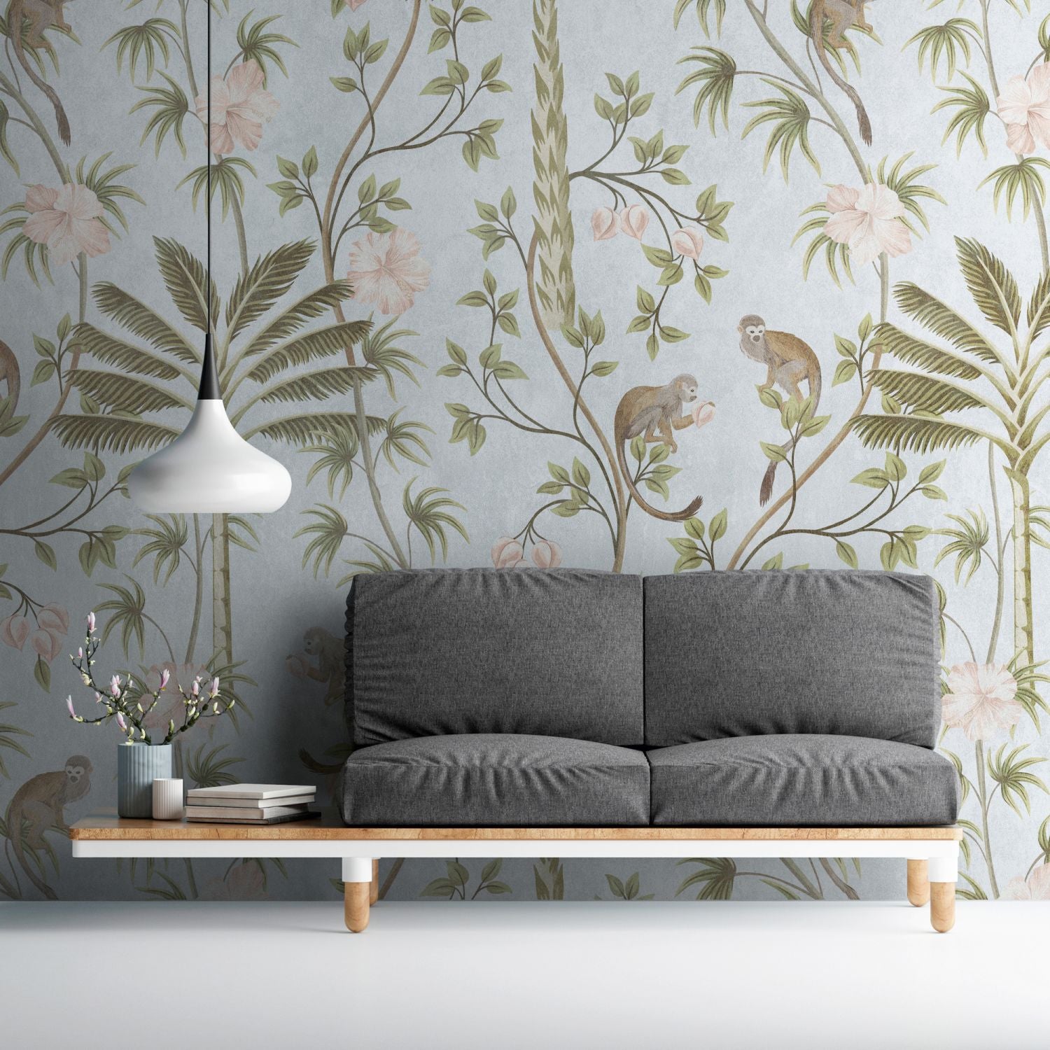 One Wall one Role fotobehang jungle-motief groen, turquoise en grijs - 159 x 280 cm - AS-382311