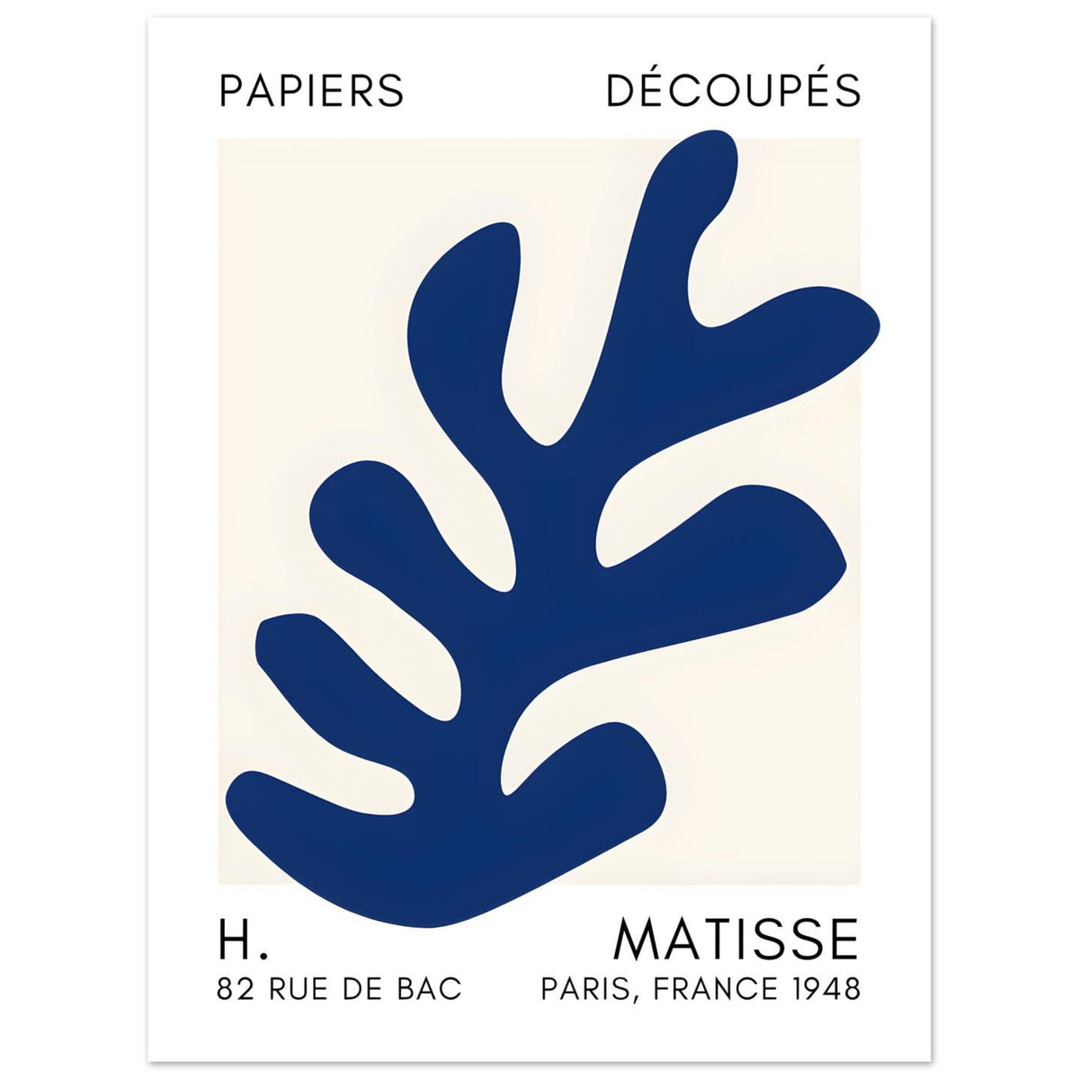 Artfulprints Poster Matisse – Ocean petals navy blue II  - 30x40 cm - Blauw