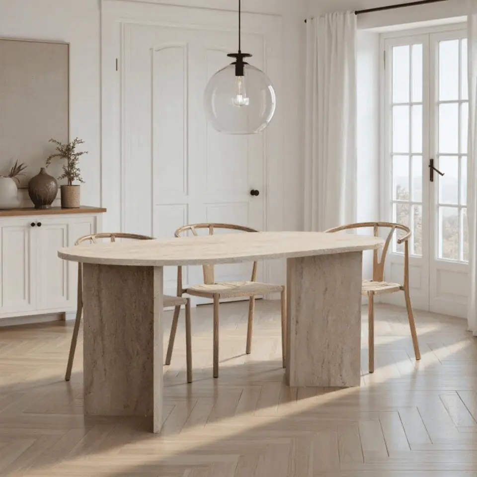 Calicosy - SABLE Eettafel met afgeronde randen - Zand - 89,5x180x75 cm