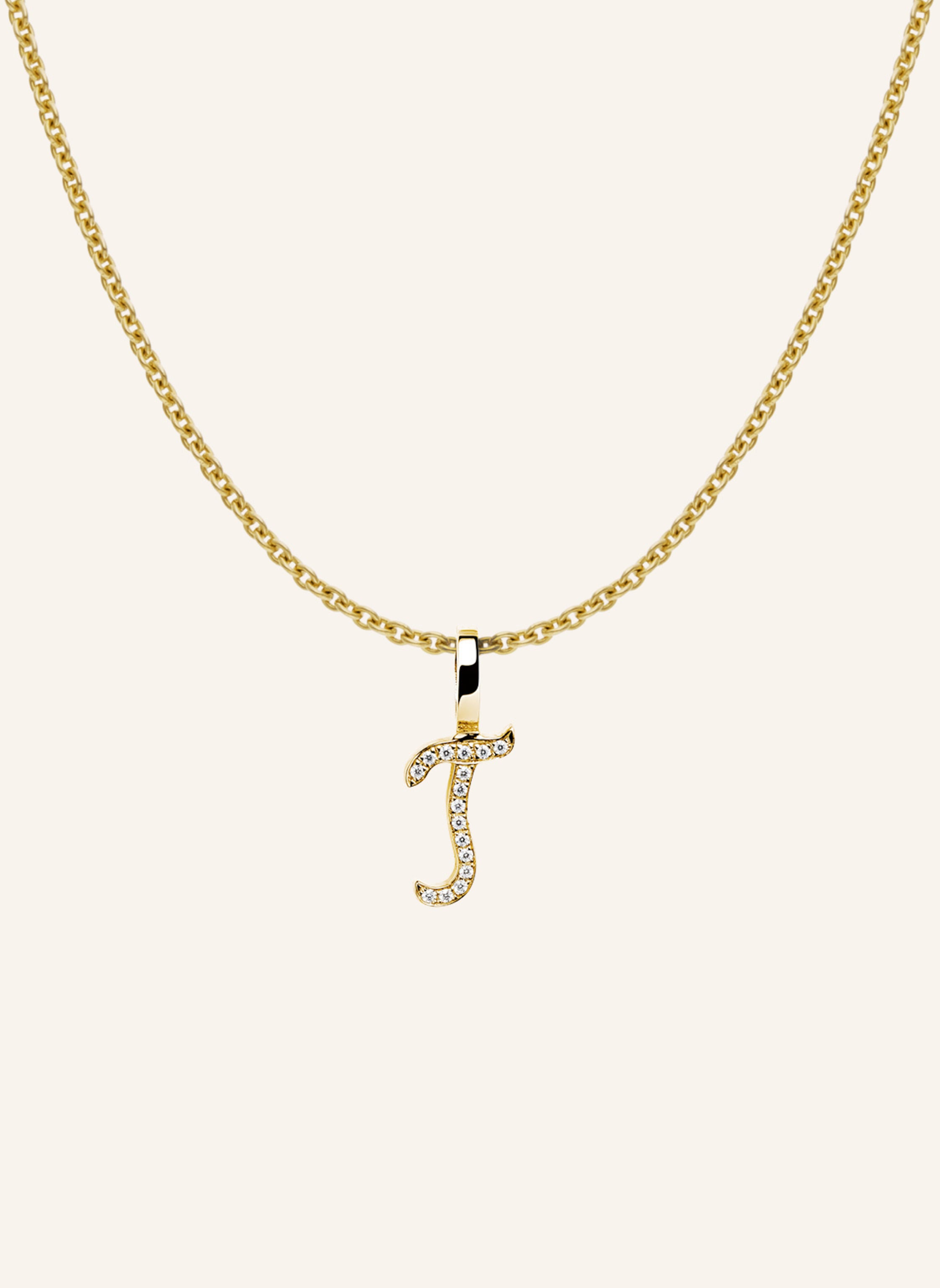 CADA Kette TINY DIAMOND LETTER T