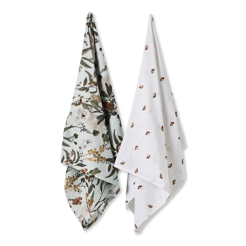 Gumnut Gully Multi Cotton Muslin Baby Swaddles 2pk