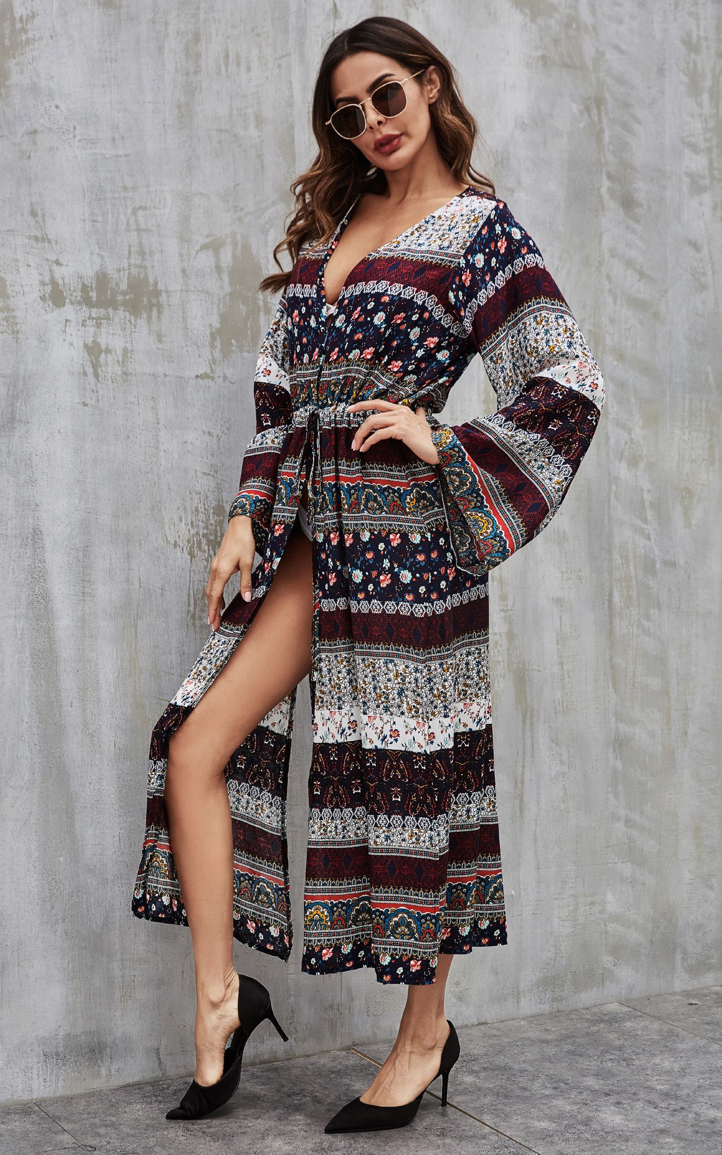 FS Collection Boho Paisley Floral Summer Kaftan