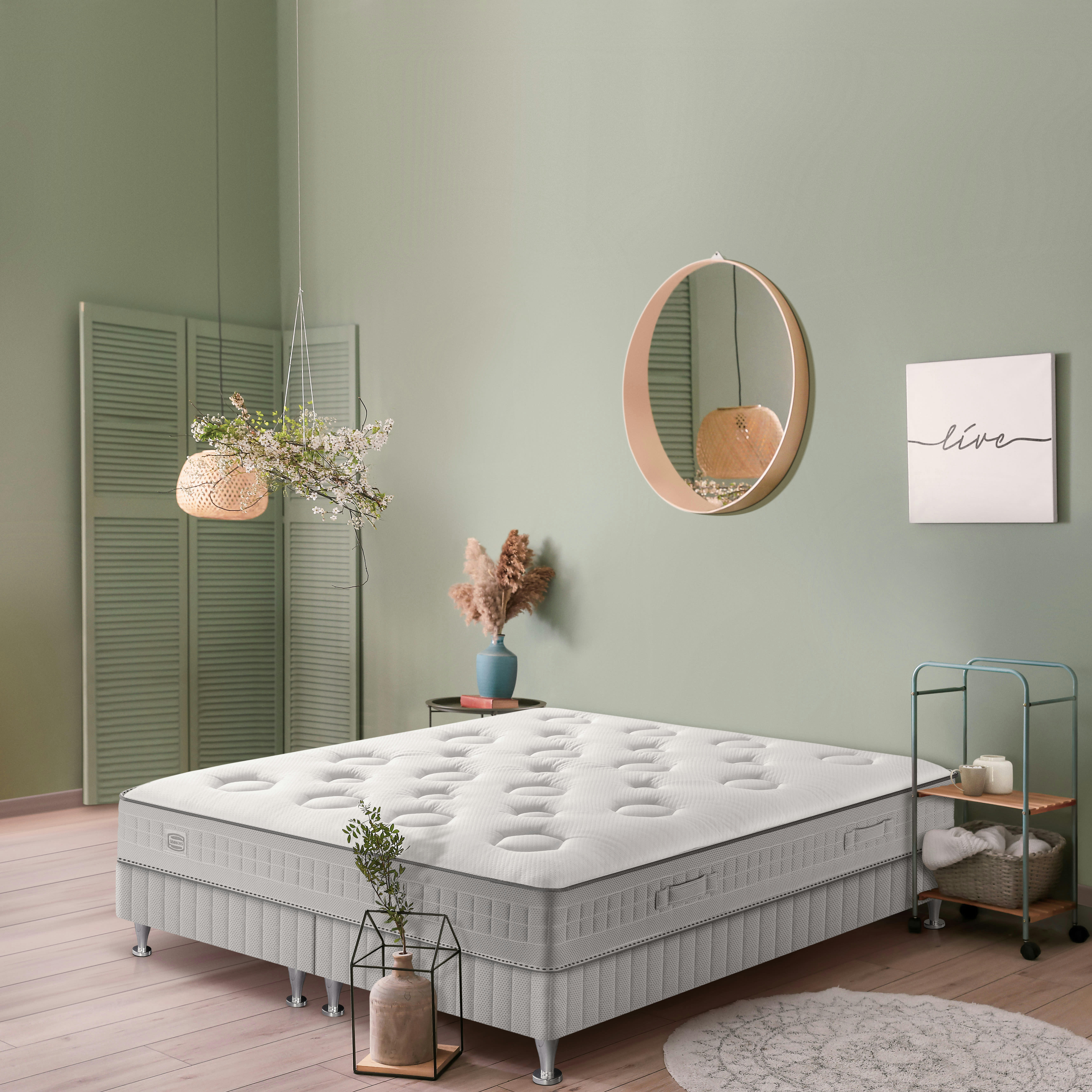 FLEXION - Ens FLEXION 180x200 matelas H26 ressort ensachés, mi-ferme, 2 sommiers