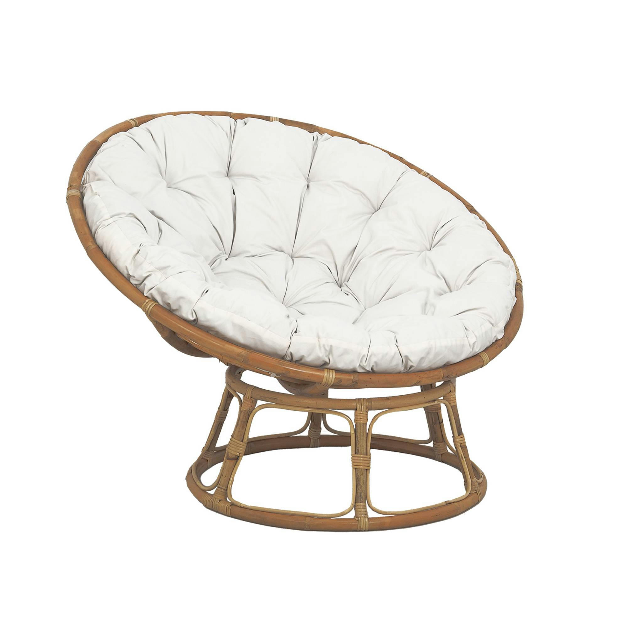 PALAOS - Fauteuil papasan en rotin avec coussin D113cm