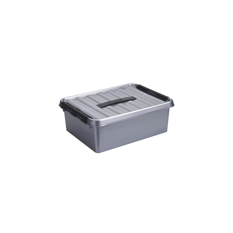 Box de rangement Q-line avec couvercle à clips gris 12 L SUNWARE