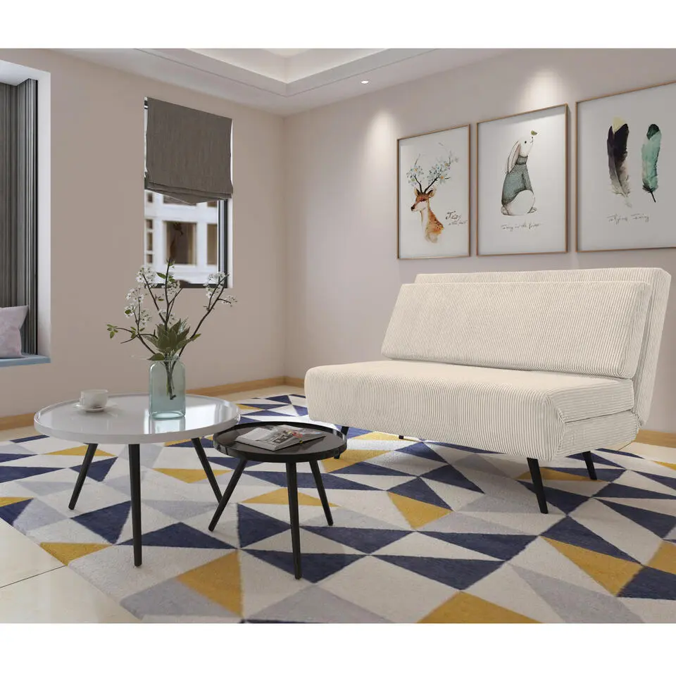 Mallory - Slaapbank 140 cm in cr&egrave;mekleurige stof