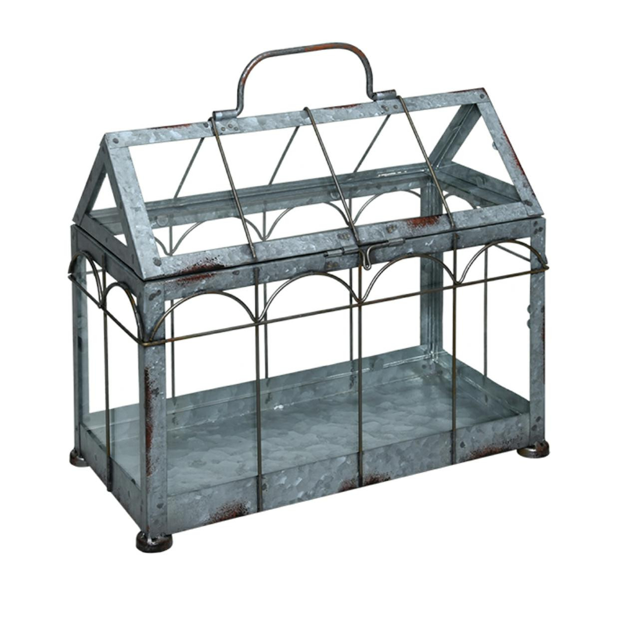 Mini szklarnia metalowa szara 26x29 cm dekoracyjna