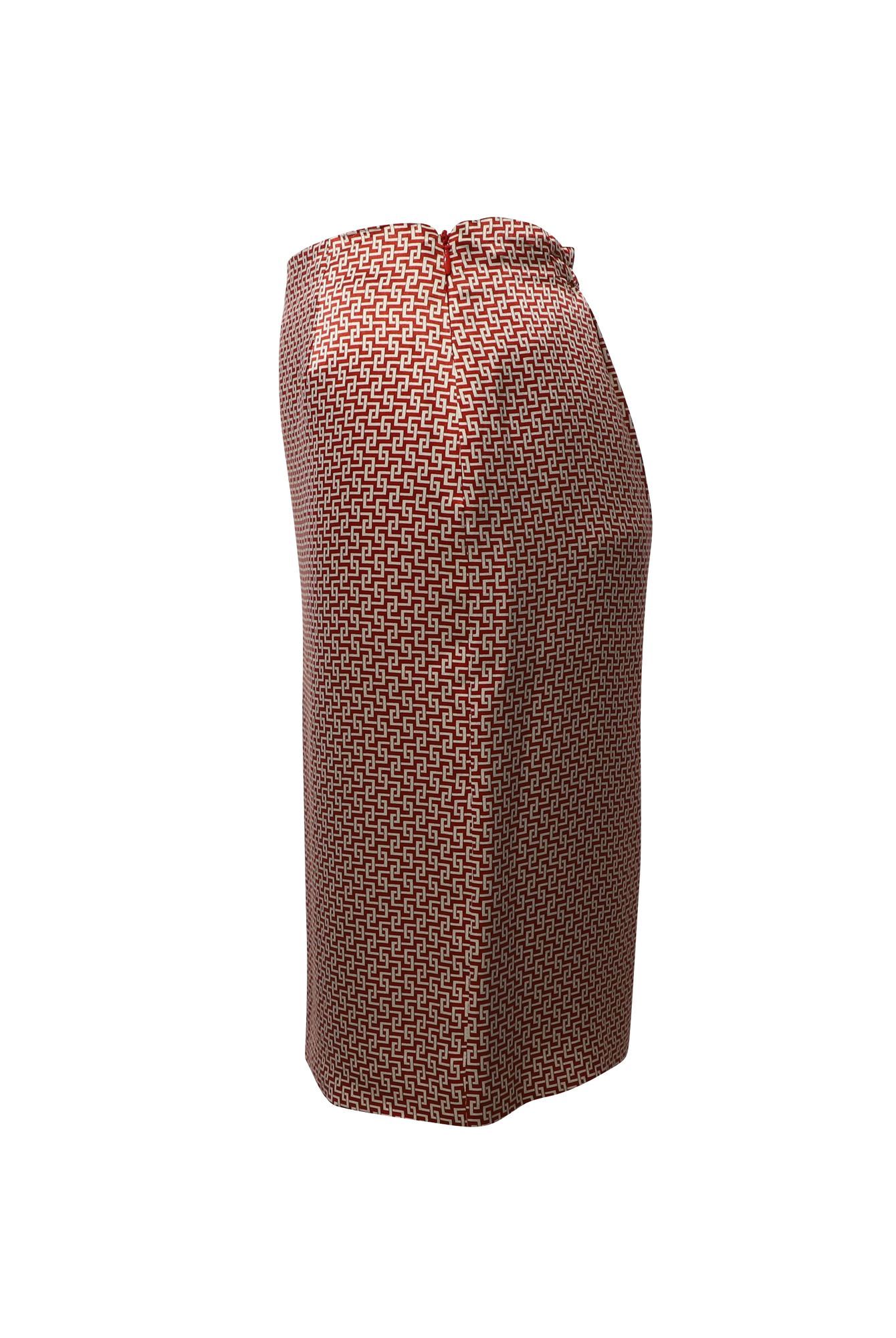 Etro Preloved Geometric Print Knee Length Skirt in Multicolor Silk
