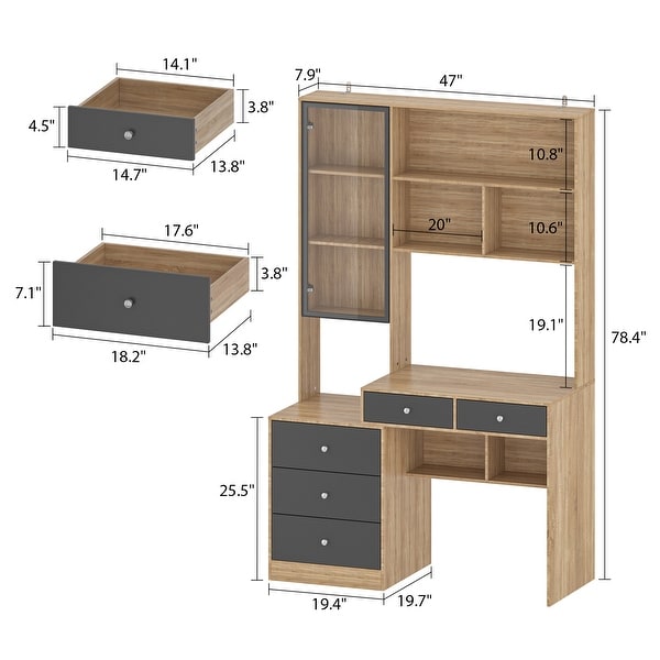 Home Office Computer Desk with Hutch Writing Desk Studen Desk Working