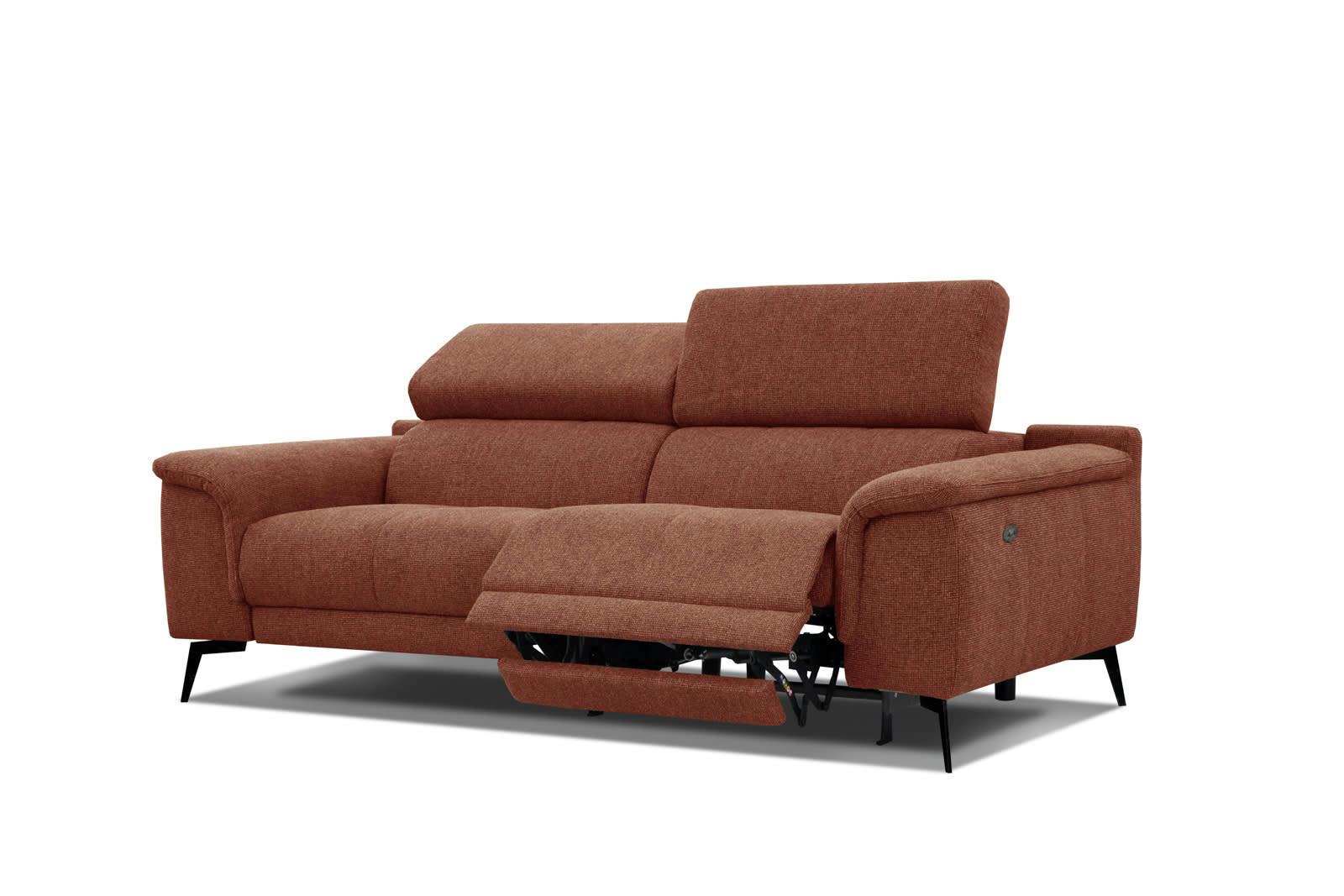 FIERO - Canapé 3 places XXL avec une relax électrique côté droit tissu rouille