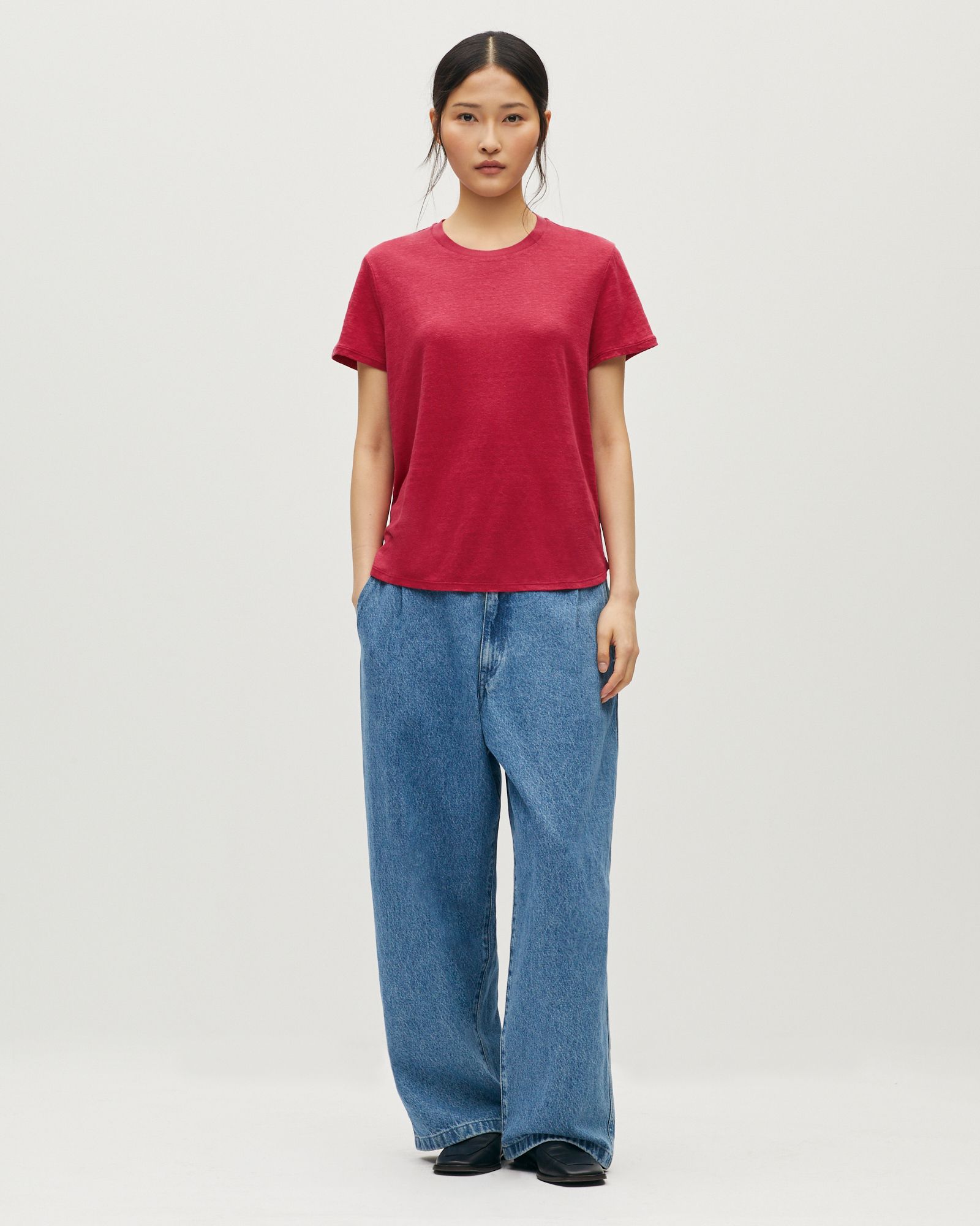 T-shirt col rond en lin