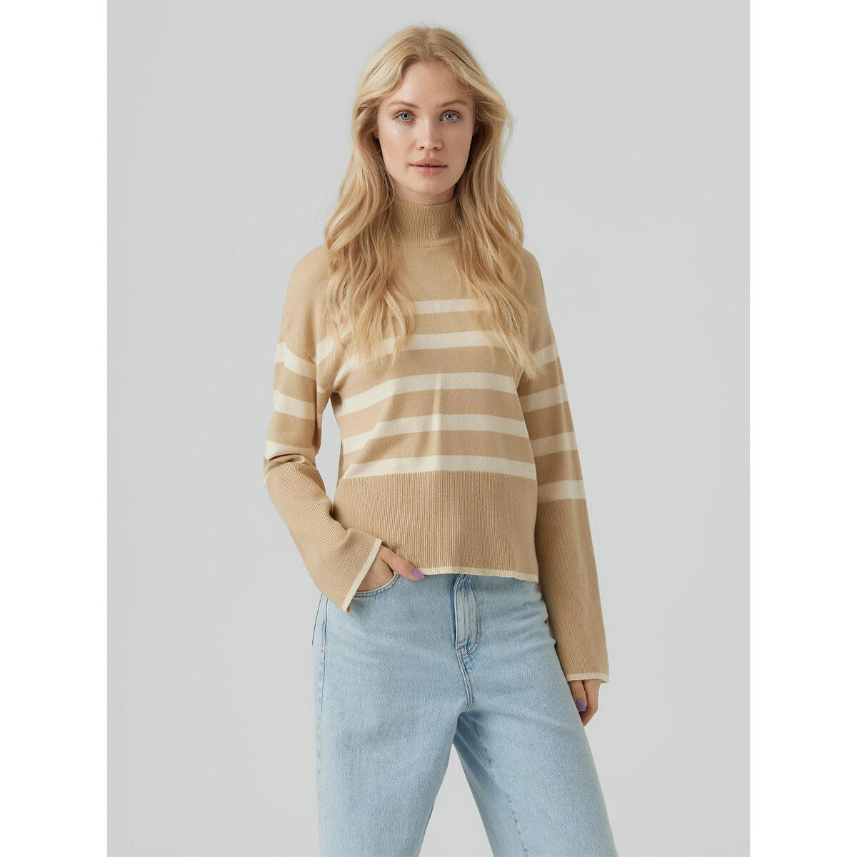 Pull col montant rayé
