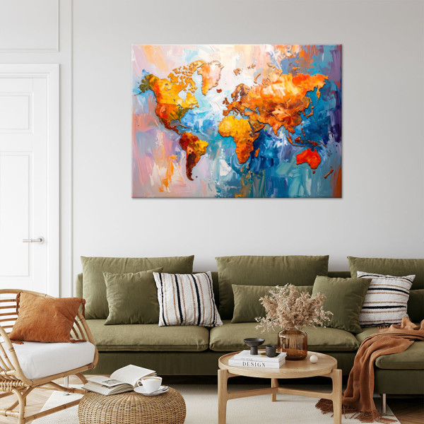 Obraz do salonu biura nowoczesny, Kolorowa Mapa Świata 30x20