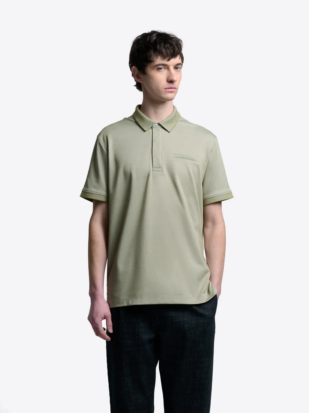 Polo col boutonné maille chinée