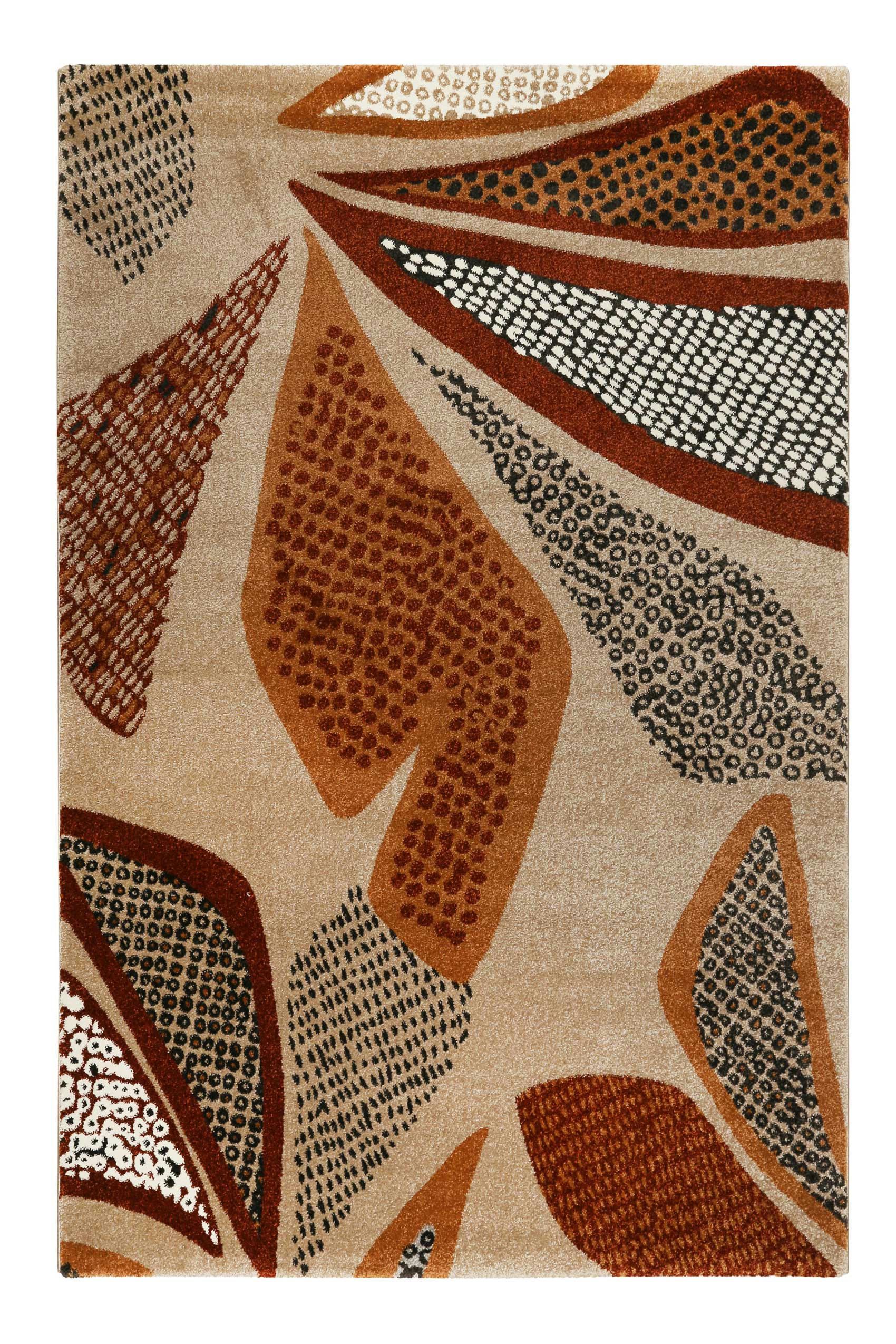 HAZEL - Tapis design motif végétal fond beige sable 120x170